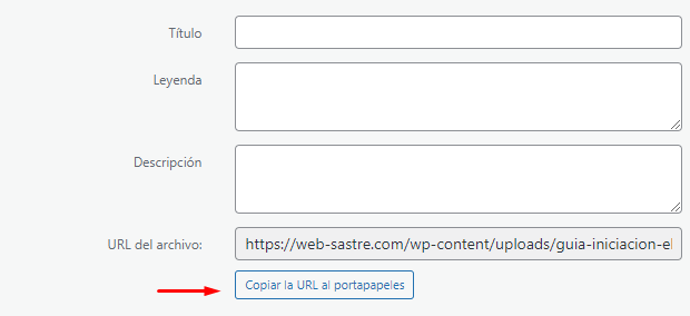 Insertar PDF en WordPress con Elementor copiar URL